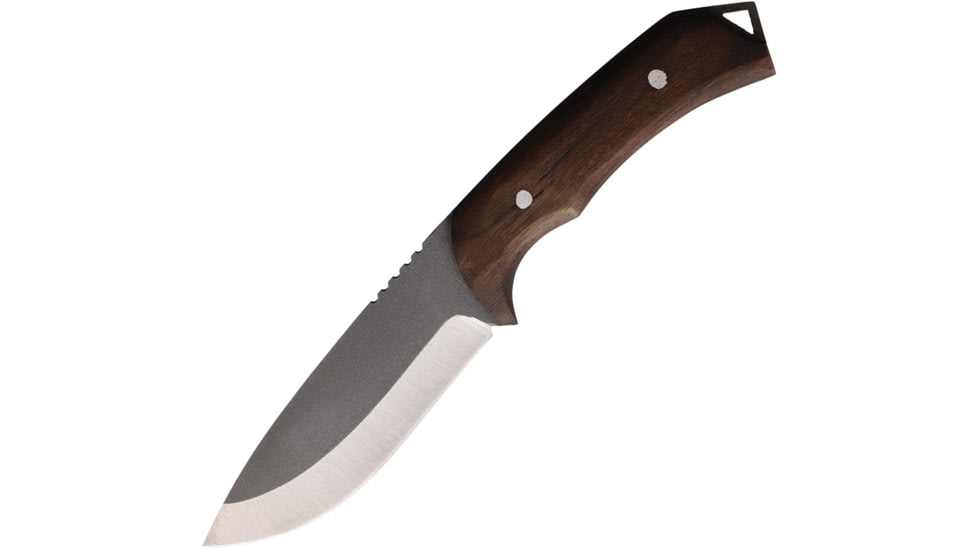 BORDO Potter Natural Fixed Blade Knife, 8.75in Overall, 4.5in, Stainless Steel, Natural Blade, Brown Wood Handle, Leather Sheath, POTTER WALNUT