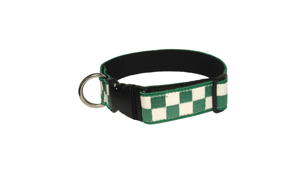 Boston Leather 1 1/2 Decorative Embroidered Collar, Green/white - 8152-5
