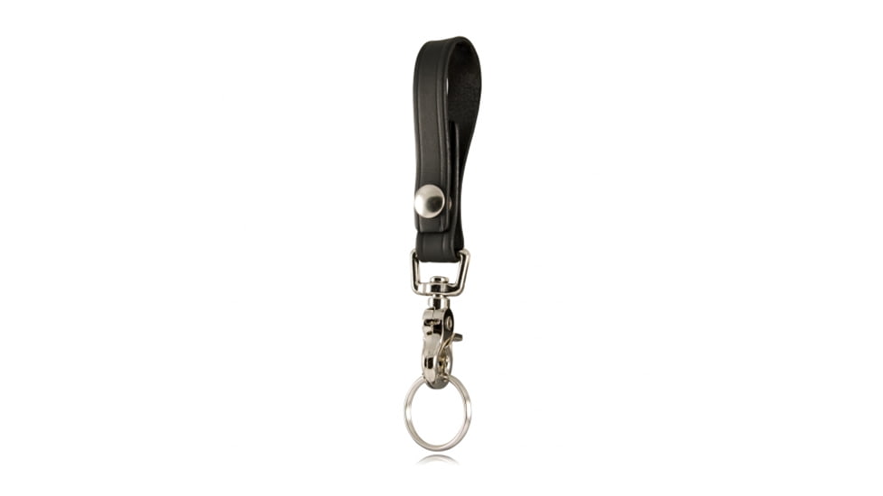 Boston Leather 3/4 Key Loop w/Deluxe Key Snap, Black, 5457-2-GLD