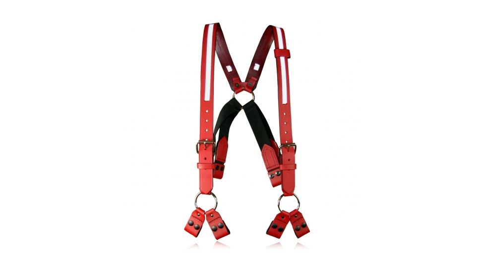 Boston Leather Firefighters Suspenders, 8-point Loop, Red - 9174R-RED-1
