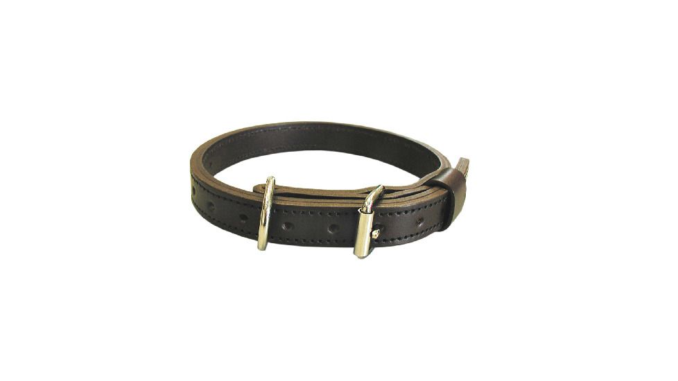 Leather Police K-9 Dog Collar with Nickel Hardware