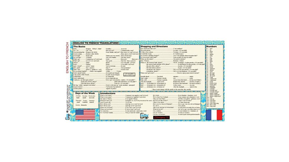 Bottle Wrap French To English Wrap BWLG0006