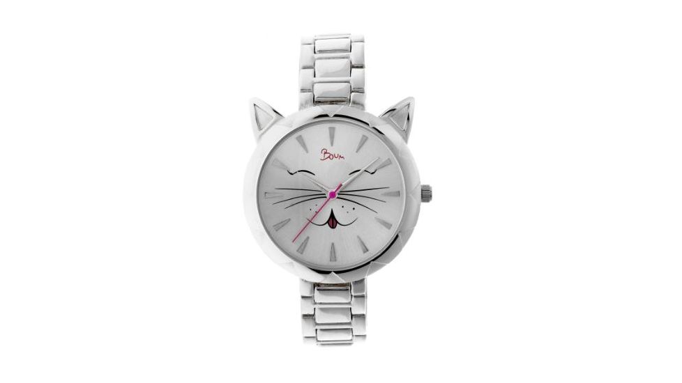 Boum BM3201 Miaou Ladies Watch 38mm, Silver Case, Silver Metal Band BOUBM3201