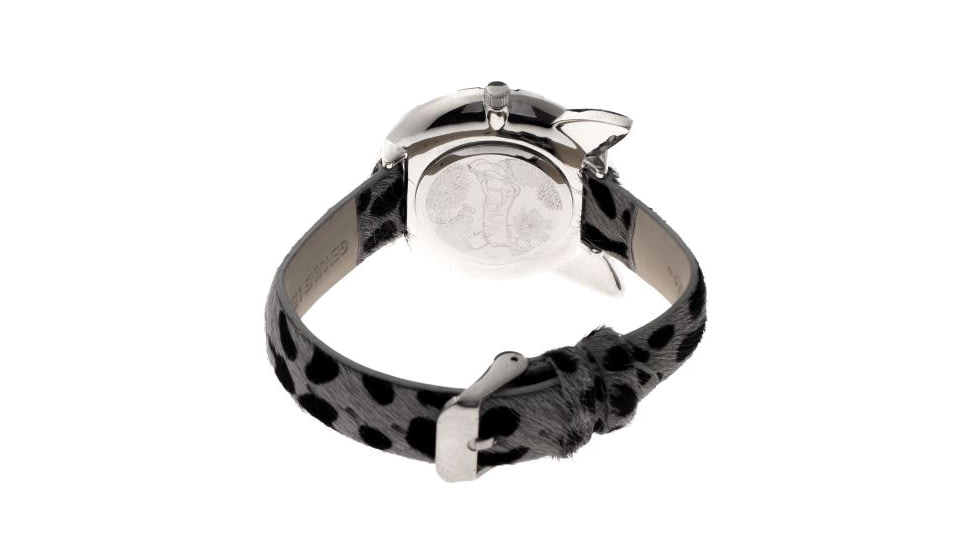 Boum BM3204 Miaou Ladies Watch 38mm, Silver Case, Black Leopard Print Band BOUBM3204