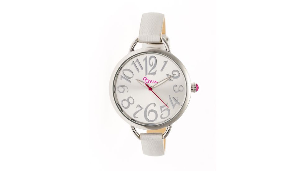 Boum Cirque Sunray-Dial Leather-Band Watch, White, Standard BOUBM4401