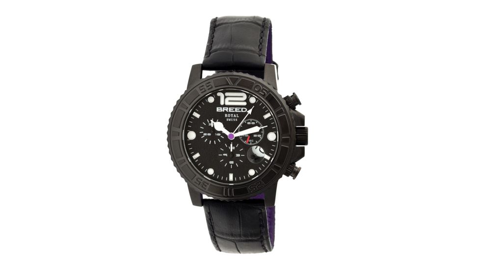 Boum Breed 6704 Von Marcus Mens Watch, 44mm, Black Strap, Oynx Dial BRD6704