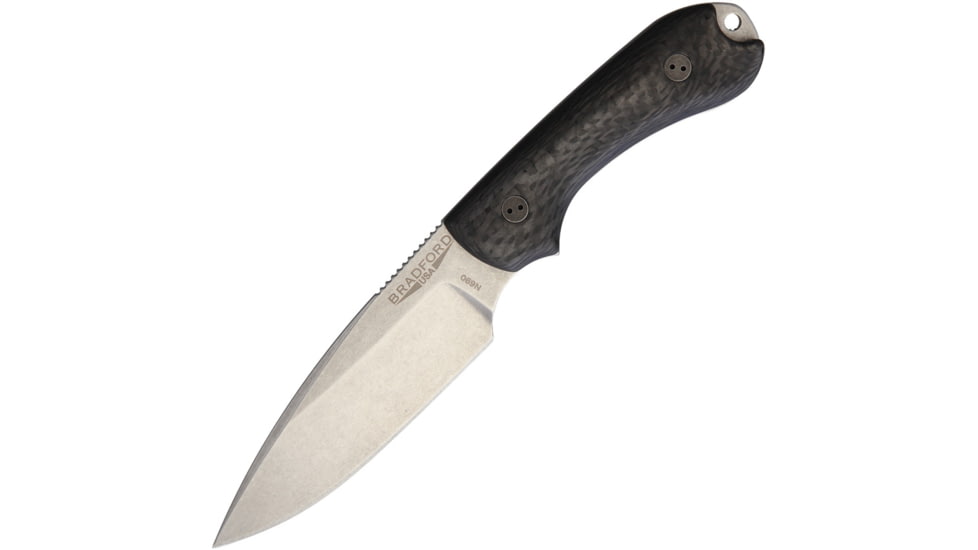 Bradford Knives Guardian 3 3D Carbon Fiber Knife, 3.5 stonewash finish Bohler N690 stainless blade, Carbon fiber handle, 3FE-114-N690