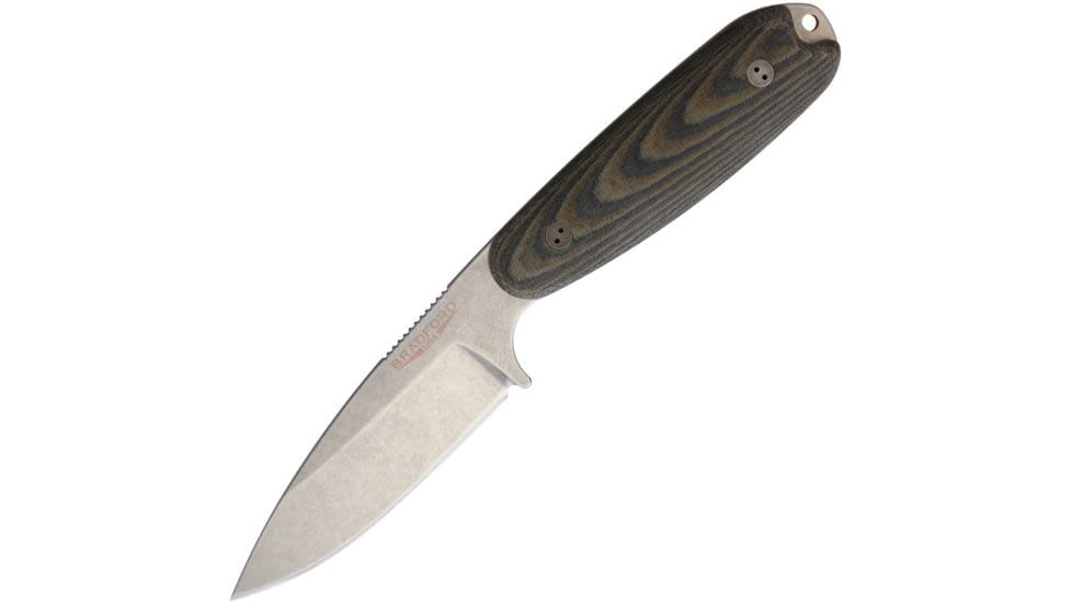Bradford Knives Guardian 3.5 Camo Knife, 3.75 stonewash finish Bohler N690 stainless blade, Camo linen micarta handle, 3.5S-109-N690