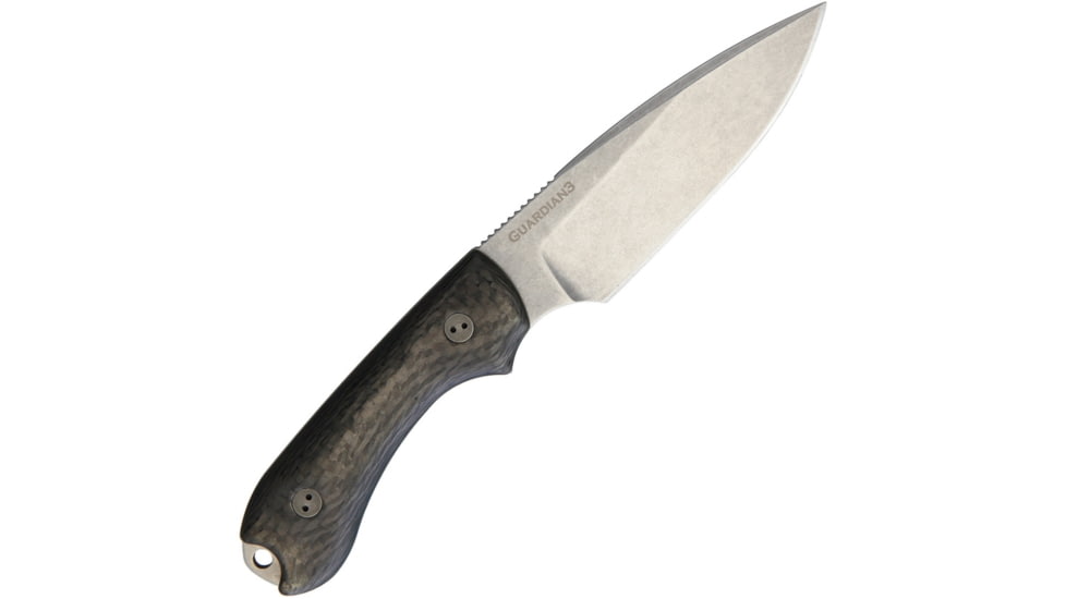 Bradford Knives Guardian 3 CF, Brown Leather Fixed Blade Knife, 6.75in Overall, 3.5in Stonewash Aeb-L SS Blade, Carbon Fiber Handle, Brown Leather Belt Sheath, 3FE-114-AEBL