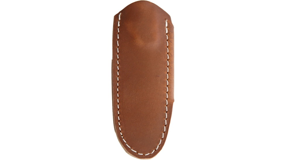 Bradford Knives Guardian 3 Tiger Stripe, 6 3/4in Fixed Blade Knife, 6.75in Overall, 3.25in Stonewash N690 SS Drop Point, Textured G10 Handle, Black/Orange Handle, Brown Leather, 3FE-006-N690