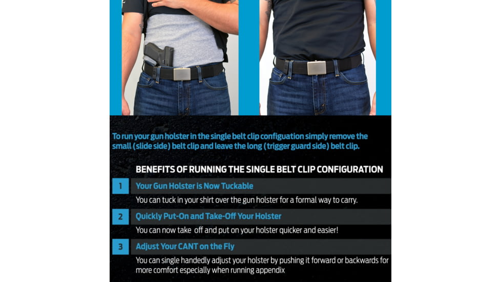 Bravo Concealment IWB Torsion 3.0 Holster, Glock 19, 23, 32, 19X, 19 MOS, 45, Gen 3-5, Right Hand, 1.50in Belt Clips, Black, Small, 850007014674