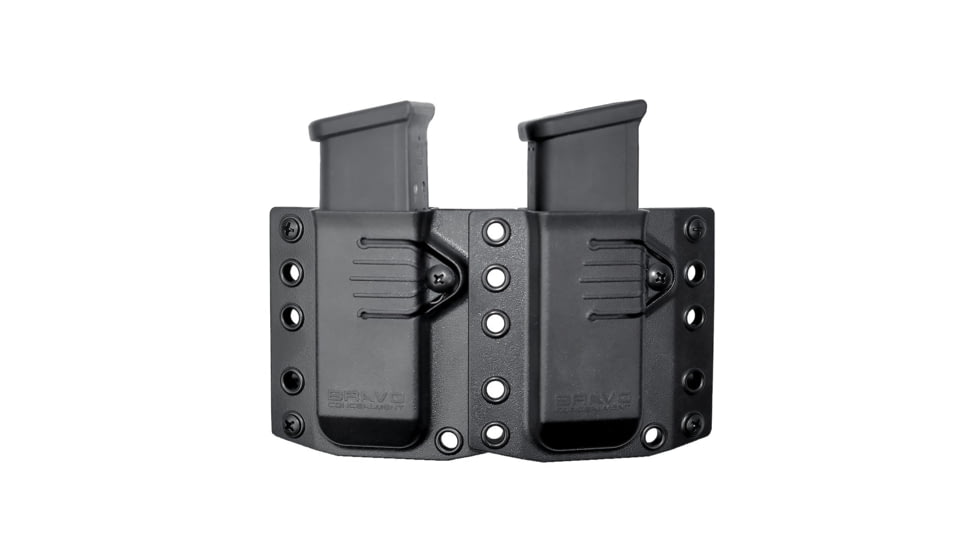 Bravo Concealment Magazine Pouch, Double, 1.5 Belt Loops, Size Large, Fits Glock 19/17, Sig P320, HK VP9, CZP10 Magazines, Ambidextrous, Polymer, Black BC60-2003L