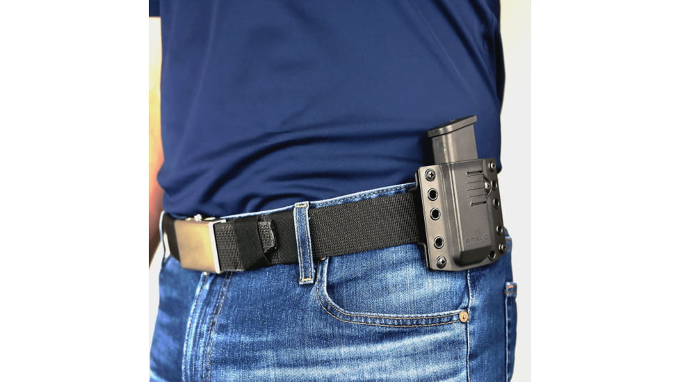 Bravo Concealment Magazine Pouch, Single, 1.5 Belt Loops, Size Small, Fits G43 and M&amp;P Shield Magazines, Ambidextrous, Polymer, Black BC60-1001S