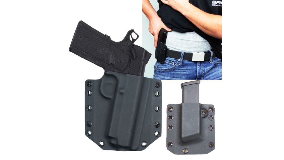 Bravo Concealment OWB BCA 2.0 Holster, Black, Right Hand, Kydex, 1911 4.25in non-rail / rail .45acp, Small, 850007014001