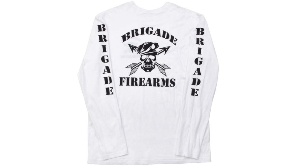 Brigade Manufacturing Garment Logo T-Shirt Long Sleeve, White, Medium, GLS0A3I0