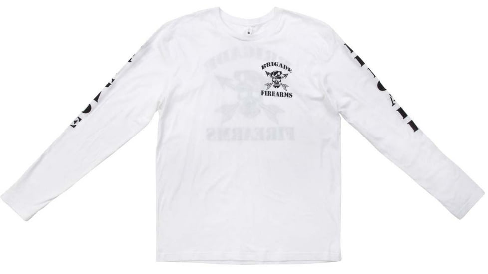 Brigade Manufacturing Garment Logo T-Shirt Long Sleeve, White, Medium, GLS0A3I0