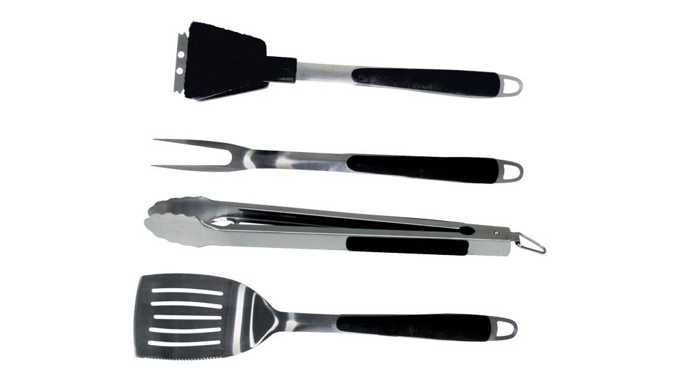 Brinkmann Outdoors 4 Pc Stainless Steel Tool Set, Silver/Black 812-9029-S