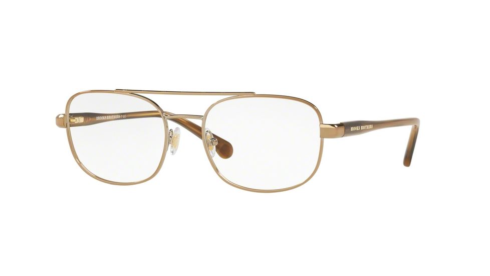 Brooks Brothers BB1050 Single Vision Prescription Eyeglasses 1677-53 - Sand/lt. Brown Horn Frame