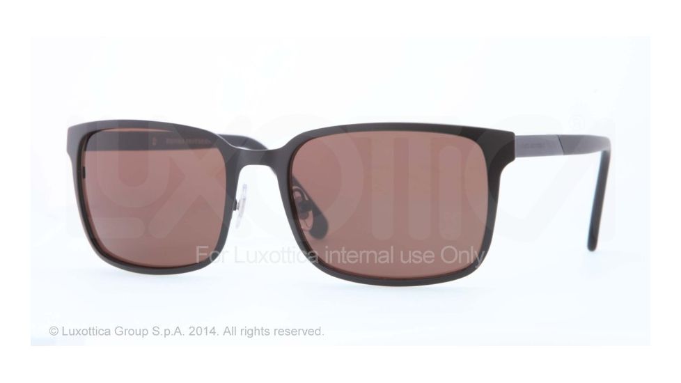 Brooks Brothers BB4022 Sunglasses 163983-57 - Satin Black Frame, Brown Solid Polarized Lenses