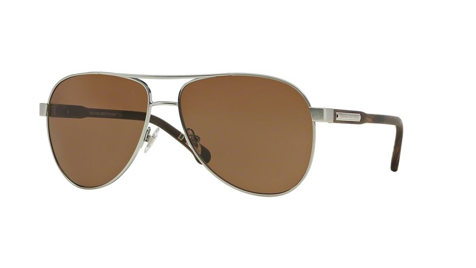 Brooks Brothers BB4029 Sunglasses 166073-58 - Silver Matte Brown Horn Frame, Brown Solid Lenses