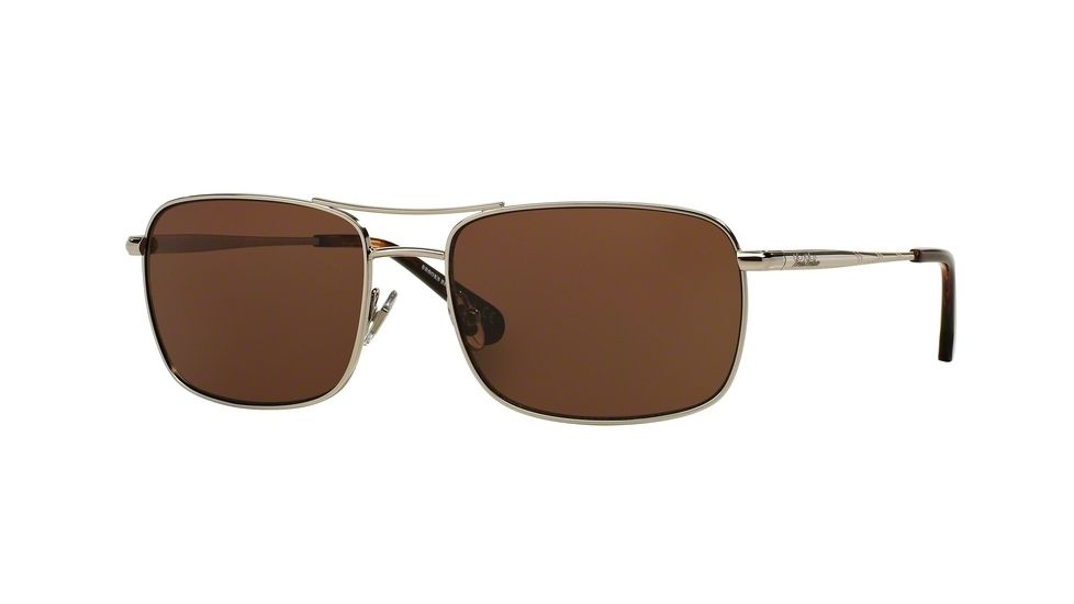 Brooks Brothers BB4035S Sunglasses 155873-59 - Silver Frame, Dark Brown Solid Lenses