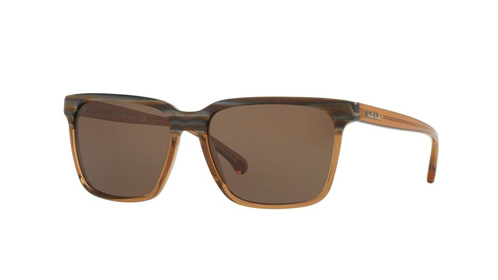 Brooks Brothers BB5032S Sunglasses 612273-57 - Brown Wood/brown Translucent Frame, Dark Brown Solid Lenses
