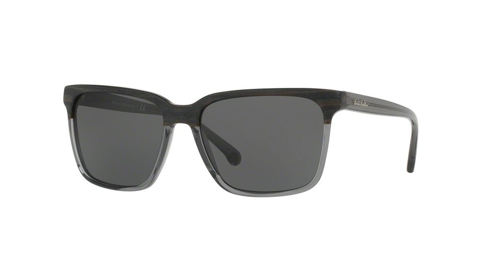 Brooks Brothers BB5032S Sunglasses 612387-57 - Grey Wood/grey Translucent Frame, Dark Grey Solid Lenses