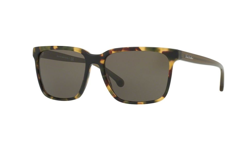 Brooks Brothers BB5032S Sunglasses 61243-57 - Spotty Tort/olive Frame, Smoke Solid Lenses