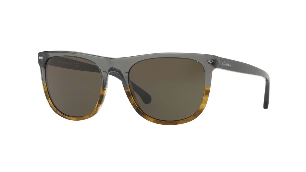 Brooks Brothers BB5037S Sunglasses 612871-55 - Grey Brown Horn Gradient Frame, Dark Grey Solid Lenses