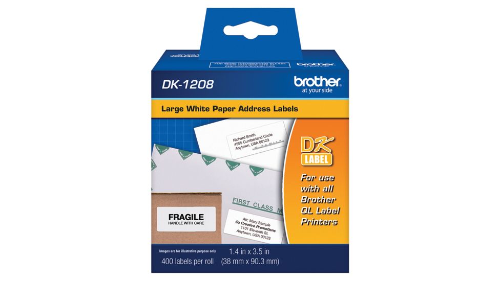 Brother DK1208 Labels Large White 1.4 X 3.5 Roll Of 400