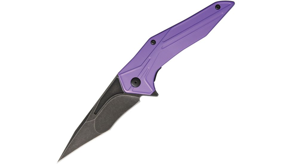 Brous Blades Tyrant Purple Acid Stonewash Folding Knife,4in,D2 Tool Steel,Standard Edge,Acid Stonewash,Purple,Aluminum Handle BRB139