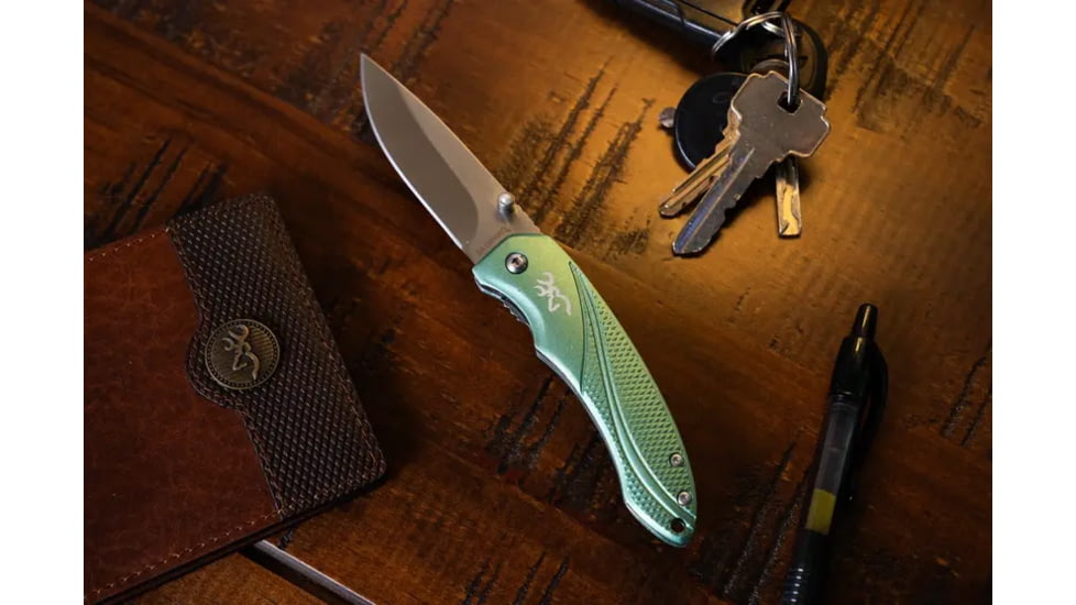 Browning Allure Folding Knife, 2.875in, 7Cr17Mov, Drop Point, Alloy Handle, N, 3220360