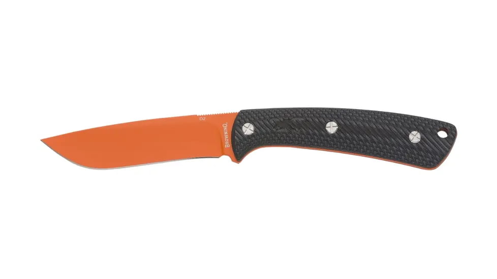 Browning Back Country Fixed Blade Knife - Box, 3.5in, D2 High Carbon Steel, Drop Point, G10 Handle, Blaze, 3220522B