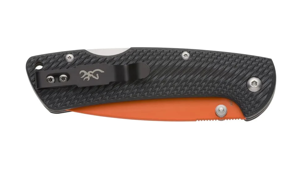 Browning Back Country Folding Knife, 3in, D2 High Carbon Steel, Drop Point, G10 Handle, N, 3220524