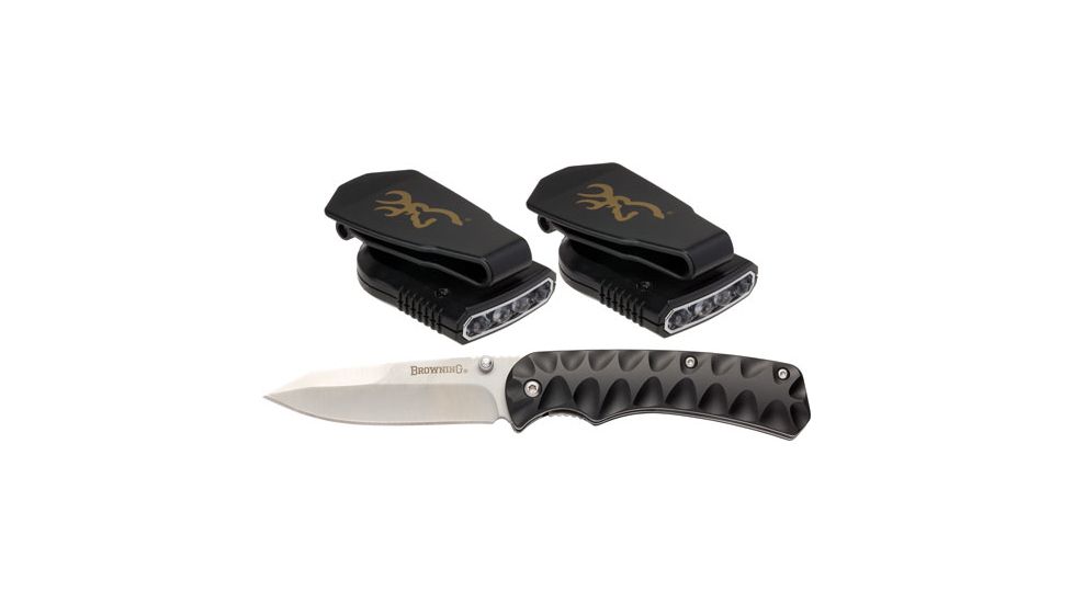 Browning Bg Knife/light Combo W/folding Knife And Cap Light Black