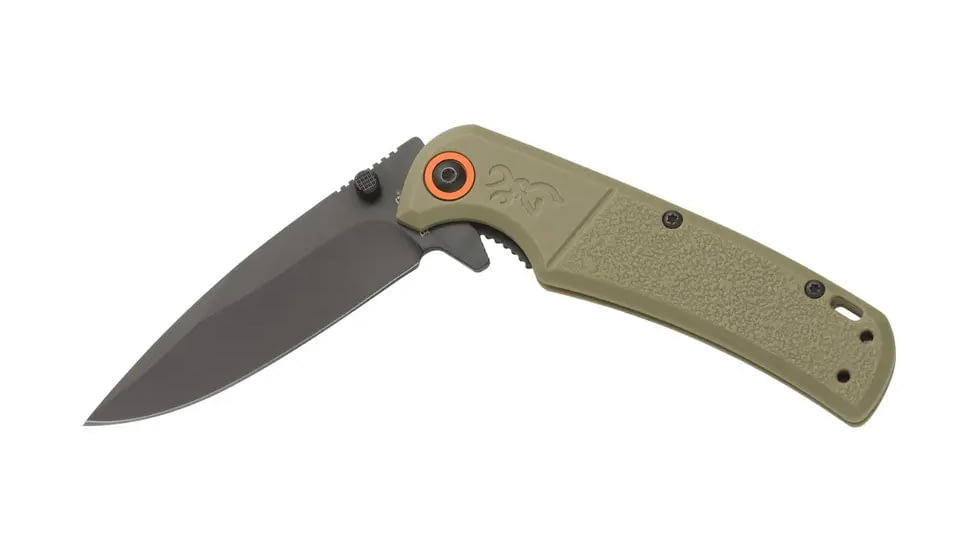 Browning Buckmark Slim Folding Knives, 3.125in, D2 High Carbon Steel, Drop Point, Sage Laminate Handle, N, 3220513