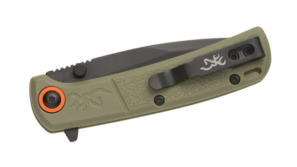 Browning Buckmark Slim Folding Knives, 3.125in, D2 High Carbon Steel, Drop Point, Sage Laminate Handle, N, 3220513