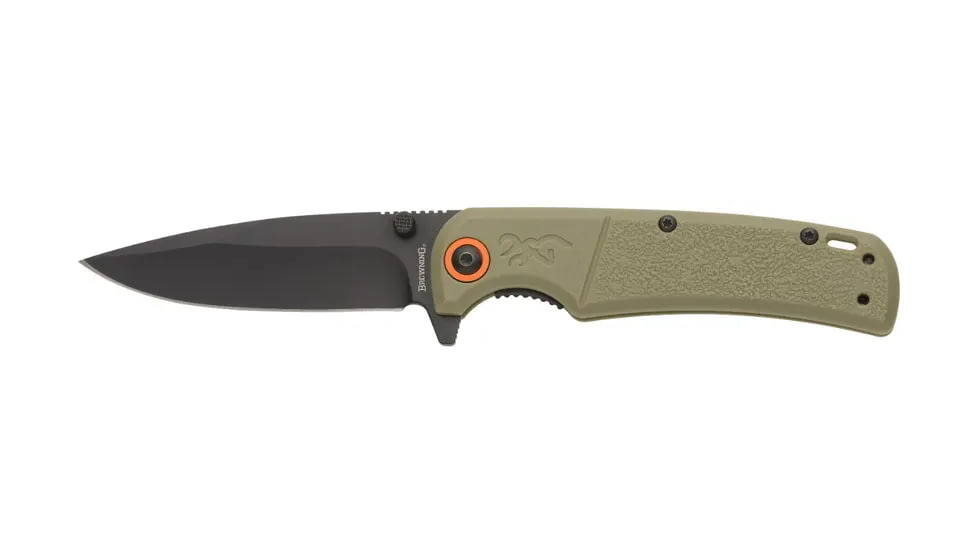 Browning Buckmark Slim Folding Knives, 3.125in, D2 High Carbon Steel, Drop Point, Sage Laminate Handle, N, 3220513