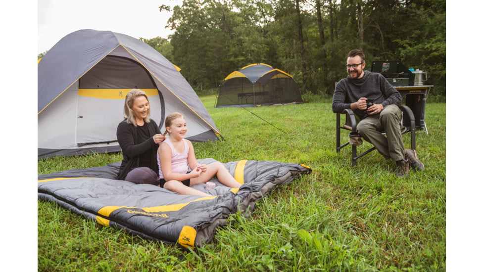 Browning Camping Side-by-Side 0 Double-Wide Sleeping Bag, Gray/Charcoal, 4859936