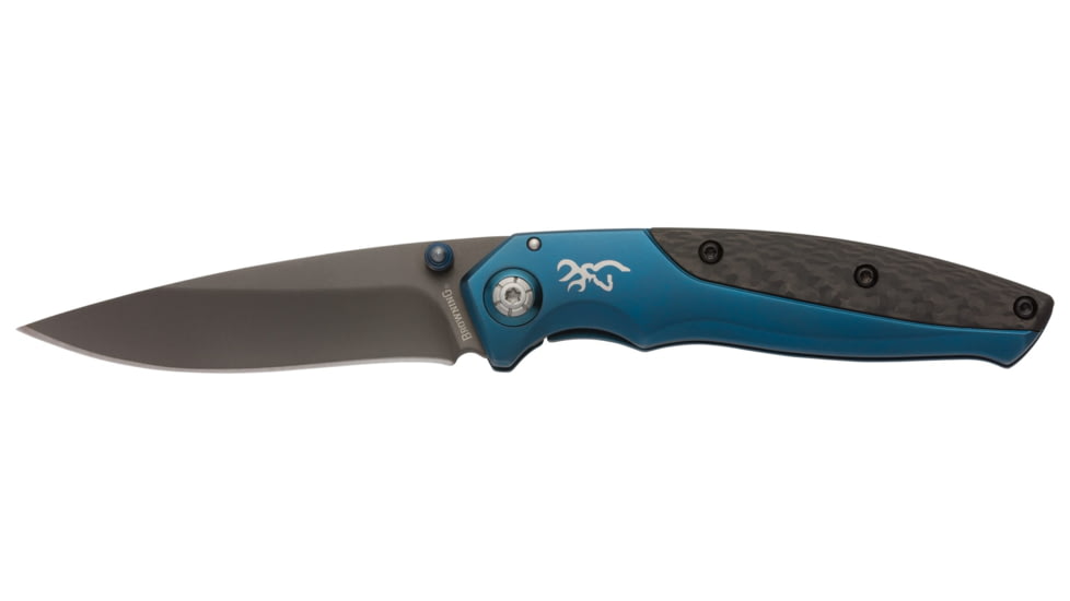 Browning Carbon Carry Folding Knife, 3in, D2, Carbon Fiber/Stainless Steel Handle, 3220354