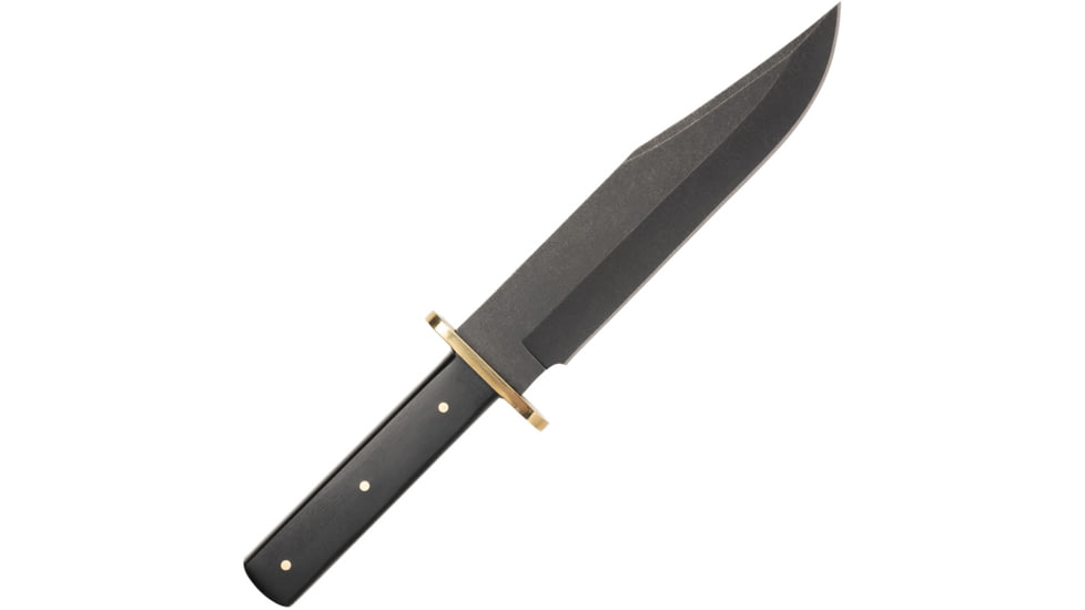 Browning Ebony Bowie 7.5in Fixed Blade Knife, 12in Overall, 7.5in Black Stonewash Stainless Bowie Blade, Ebony Wood Handle, Black Leather Belt Sheath, 3220496
