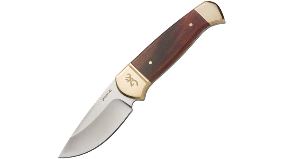 Browning Fixed Blade Knife with Wood Handle, 3 satin finish stainless blade, Brown, 3220378