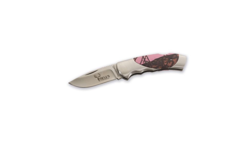Browning Hells Belles Folding Knife,3.125in Steel Blade,Mossy Oak Pink Handle 322765