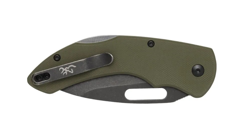 Browning Hidden Hollow Folding Knife, 3in, D2 High Carbon Steel, Drop Point, G10 Handle, N, 3220506