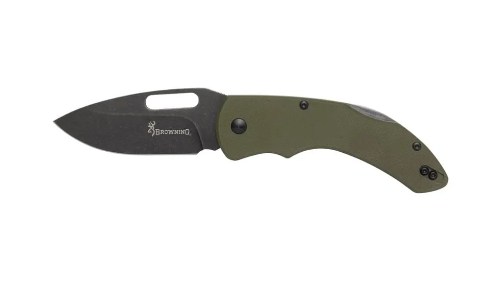 Browning Hidden Hollow Folding Knife, 3in, D2 High Carbon Steel, Drop Point, G10 Handle, N, 3220506