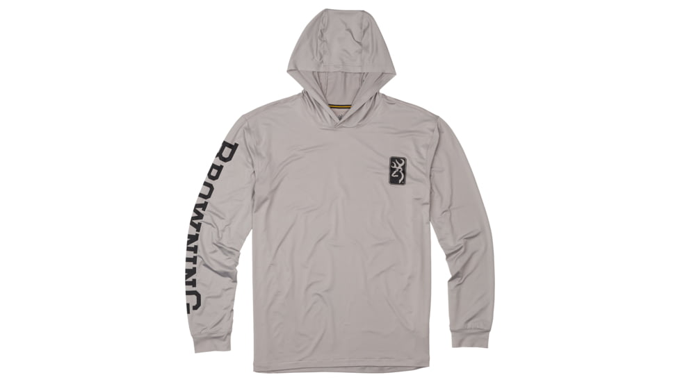 Browning Hooded Long Sleeve Sun Shirt - Mens, Gray, 3XL, 3010729706