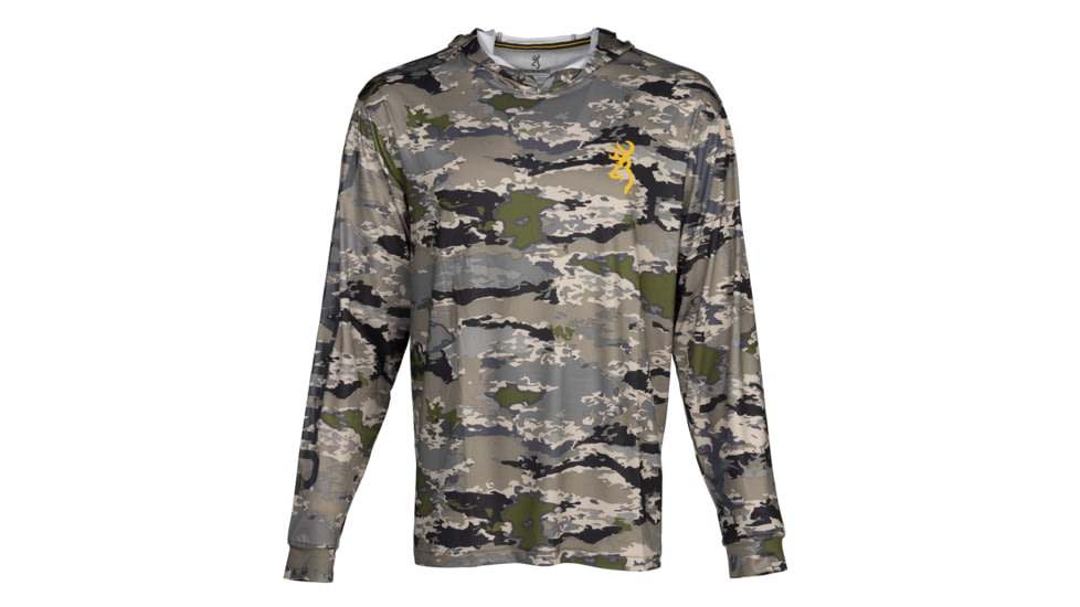 Browning Hooded Long Sleeve Sun Tech Shirt - Mens, 3XL, Ovix, 3010863406