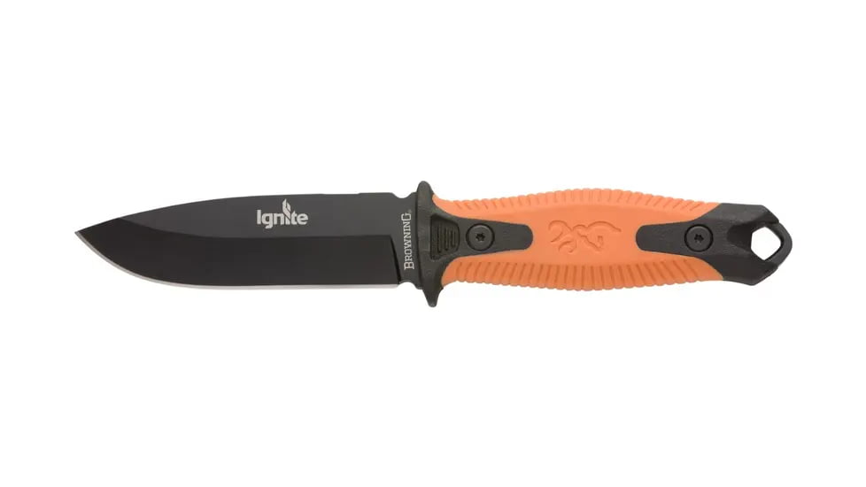 Browning Ignite 2 Fixed Blade Knife, 4in, 7Cr17Mov, Drop Point, Orange Injection Molded, Orange, 3220334