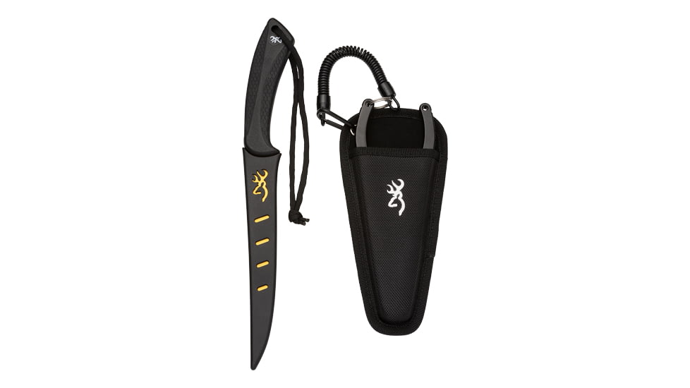 Browning White Water Fillet Plier Combo Fixed Blade Knives, 7 in, 420J2 Steel, Rubber Overmolded, 3220534