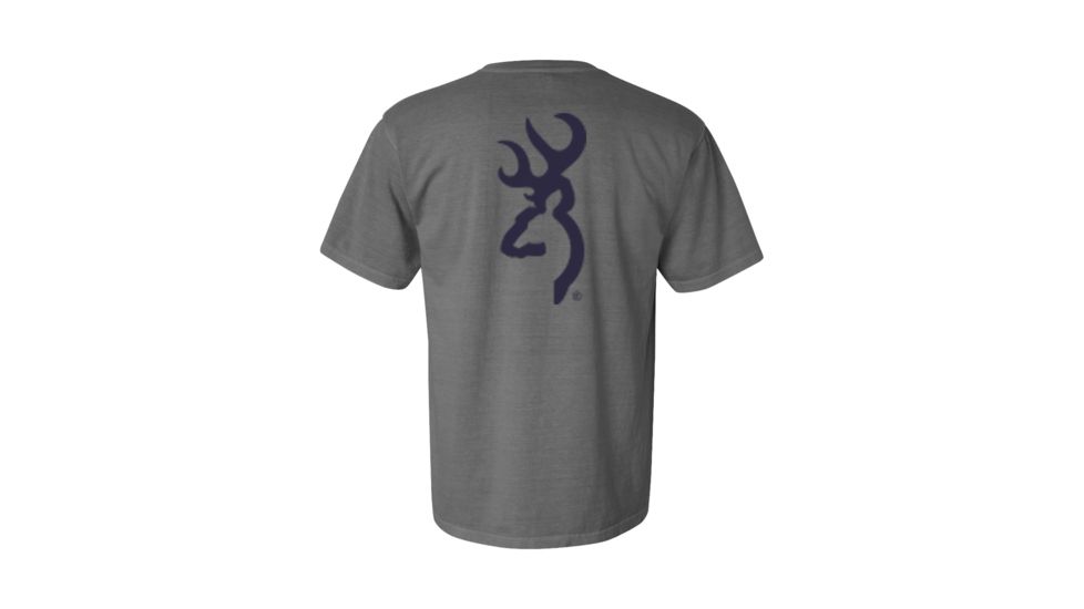 Mens Graphic Pigment Solid Buckmark Short Sleeve T-Shirt, Grey